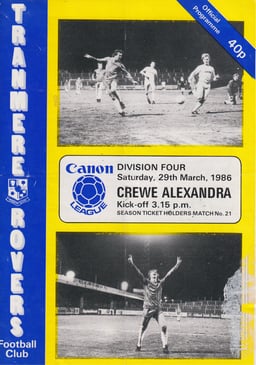 Tranmere Rovers v Crewe Alexandra Match Programme 1986-03-29